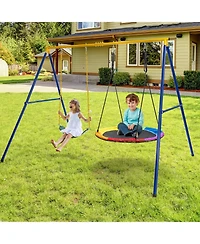 Slickblue 660 Lbs Extra-Large A-Shaped Swing Stand with Anti-Slip Footpads (Without Seat)-Yellow