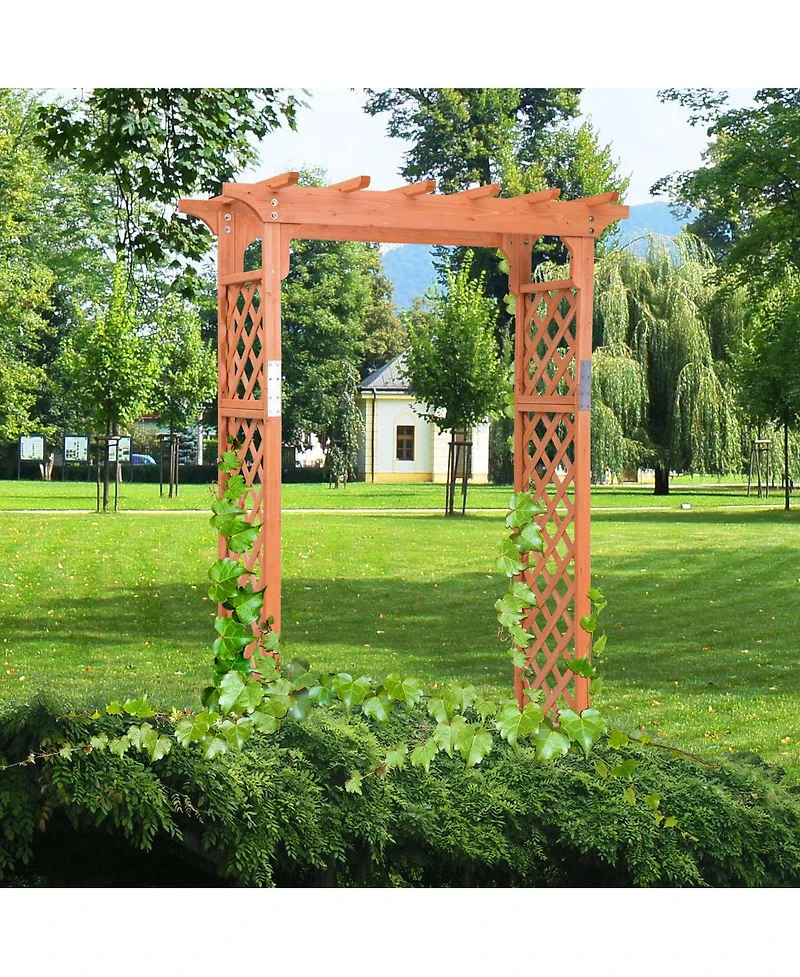 Slickblue 7 Feet Garden Wooden High Arbor Arch Plant Pergola