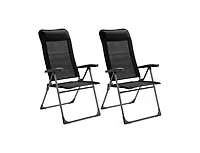 Slickblue 2 Pcs Portable Patio Folding Dining Chairs with Headrest Adjust for Camping -Black