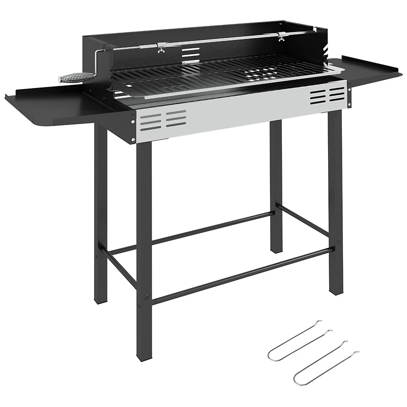 Outsunny Bbq Rotisserie Grill, Charcoal Split Roaster,