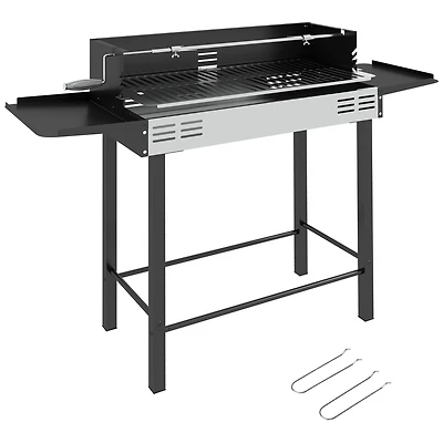 Outsunny Bbq Rotisserie Grill, Charcoal Split Roaster,