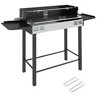 Outsunny Bbq Rotisserie Grill, Charcoal Split Roaster,