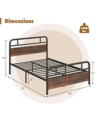 Full Size Bed Frame with Industrial Headboard-Full Size