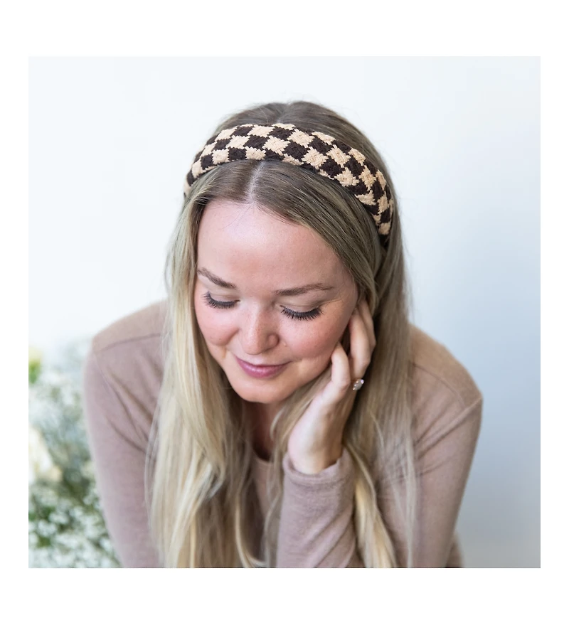 Padded Headband - Brown Checkered