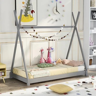 Streamdale Twin House Platform Bed With Triangle Structure