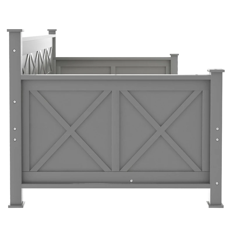 Simplie Fun Twin Size Daybed With 2 Large Drawers, X-Shaped Frame, Modern And Rustic Casual Style Daybed