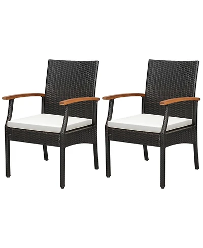 Slickblue Patio Dining Chair with Soft Zippered Cushion set of 2