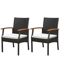Slickblue Patio Dining Chair with Soft Zippered Cushion set of 2