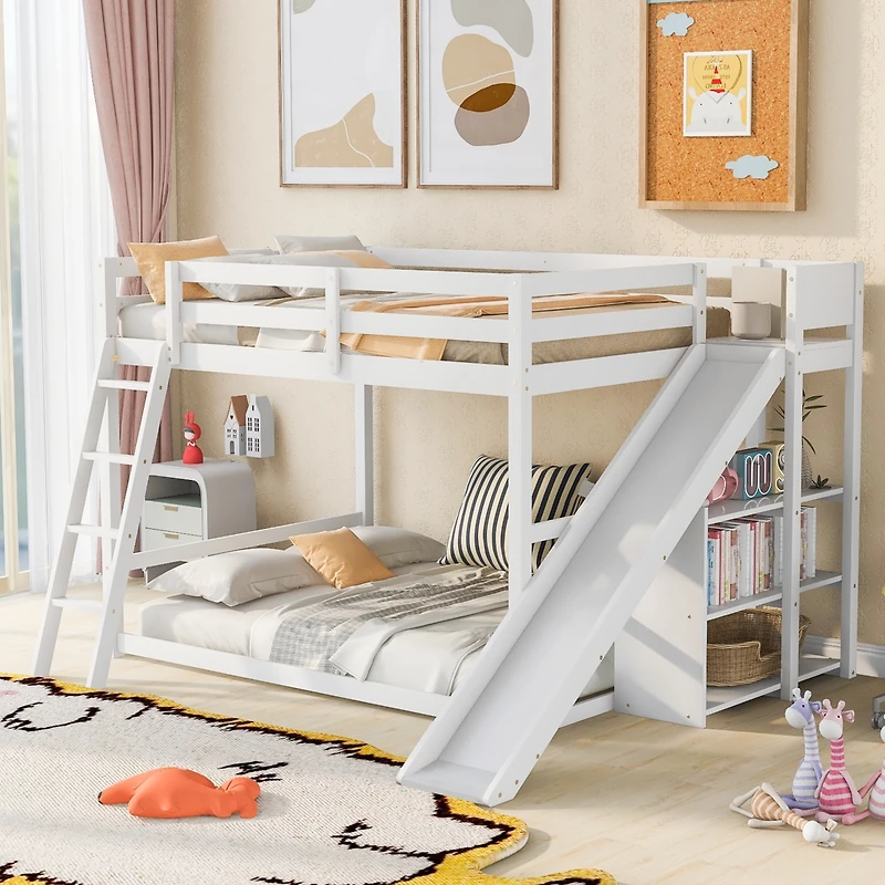 Streamdale Full Over Bunk Bed With Ladder, Slide And Shelves