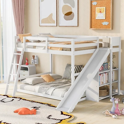 Streamdale Full Over Bunk Bed With Ladder, Slide And Shelves