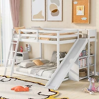 Streamdale Full Over Bunk Bed With Ladder, Slide And Shelves