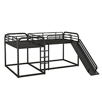 Streamdale Full And Twin Size L-Shaped Bunk Bed With Slide And Short Ladder
