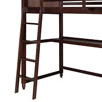 Streamdale Espresso Twin Loft Bed with Desk and Drawers