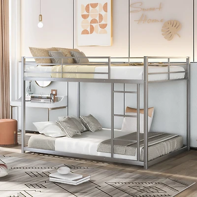 Streamdale Full Over Metal Bunk Bed, Low Bed With Ladder