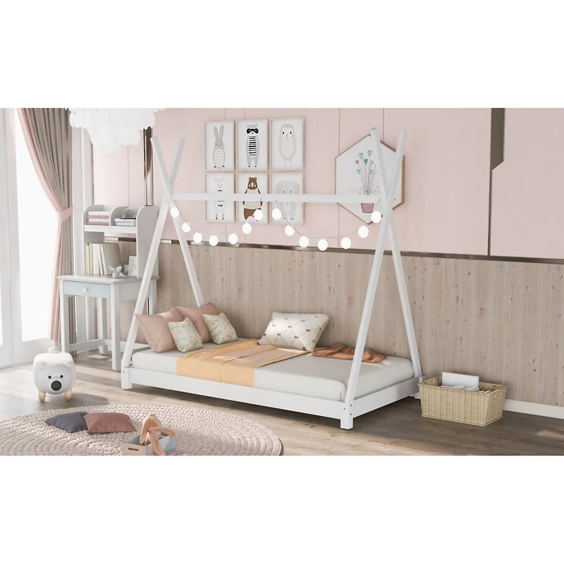 Streamdale Twin House Platform Bed With Triangle Structure