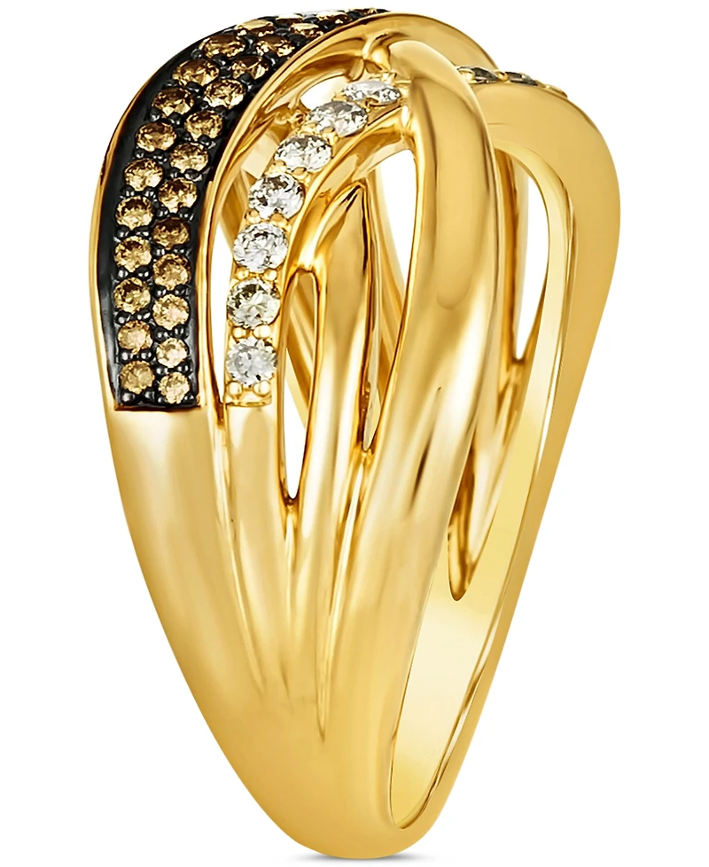 Le Vian Chocolate Diamond & Nude Diamond Crossover Ring (1/3 ct. t.w.) in 14k Gold