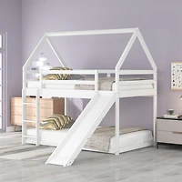 Streamdale Twin Size Bunk House Bed With Slide And Ladder