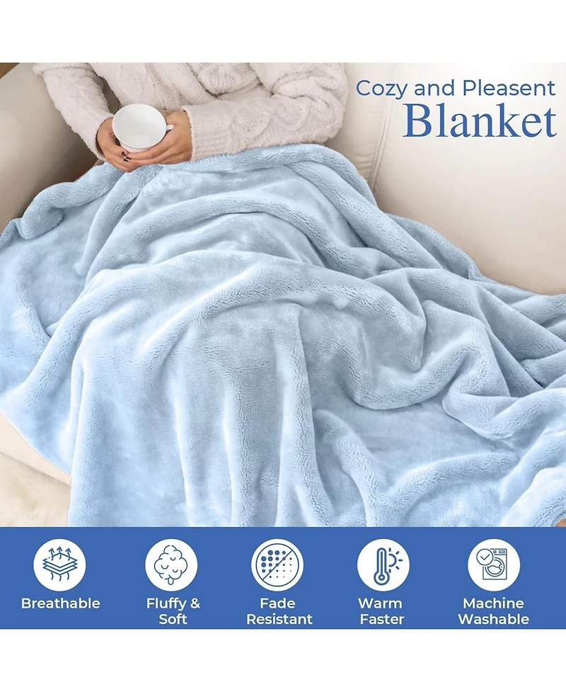 Continental Bedding Fleece Throw Blanket 50x70 Inch Light Gray