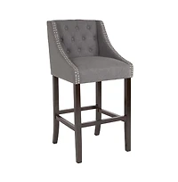 Hadleigh Upholstered Barstool 30" High Transitional Tufted Barstool With Accent Nail Trim