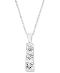 Diamond Graduated Three Stone Pendant Necklace (1 ct. t.w.) in 14k White or Yellow Gold, 18" + 2" extender, Created for Macy's