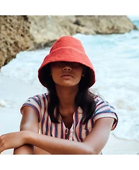 Brunna.co Naomi Jute Clochet Straw Hat In Red