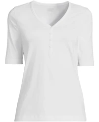 Lands' End Women's Supima Cotton Henley T-Shirt