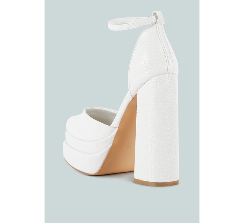 Tempt me croc textured high block heel sandals