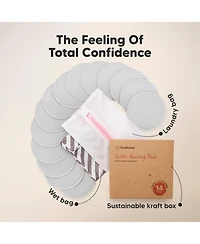 KeaBabies 14pk Soothe Reusable Nursing Pads for Breastfeeding, 4-Layers Organic Breast Pads, Washable Nipple