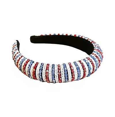 Women s Traditional Beaded Headband - Red + Blue