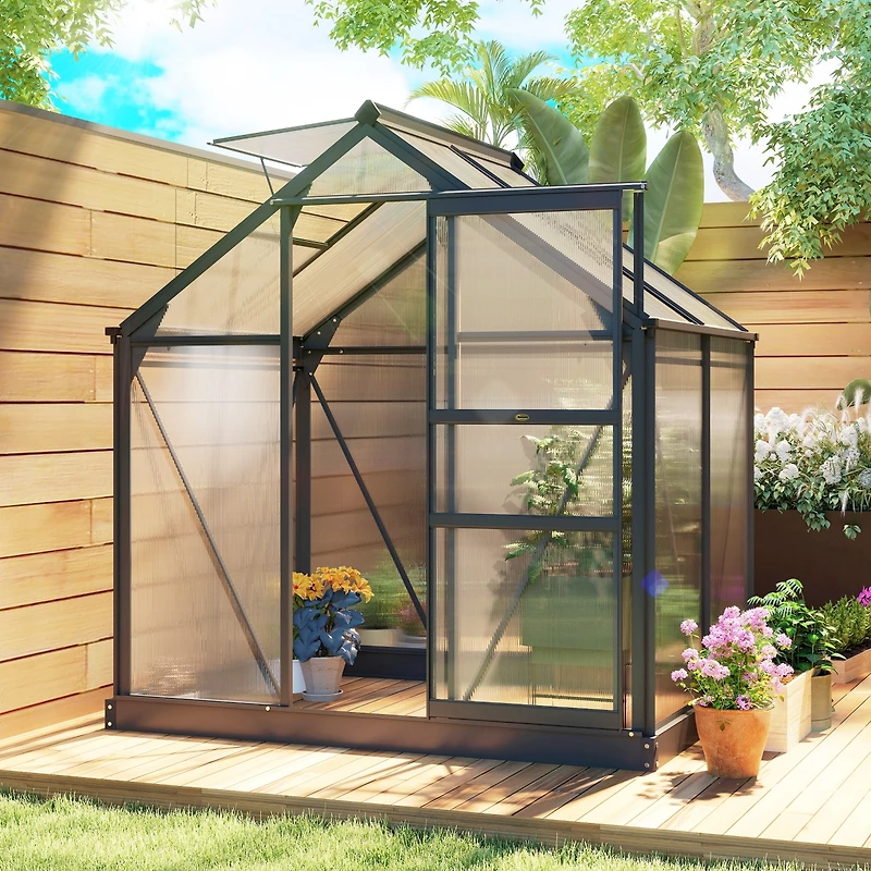 Outsunny 6' x 4' x 6.5' Large Polycarbonate Walk-in house,