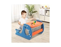 Slickblue Toddler Convertible Activity Table Set Easel with Erasable Whiteboard-Blue