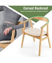 Slickblue Wicker Accent Chair with Armrest and Curved Backrest-Natural