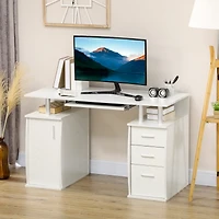 Homcom 47" Home Office Computer Desk w/ Storage Shelves, Keyboard Tray,