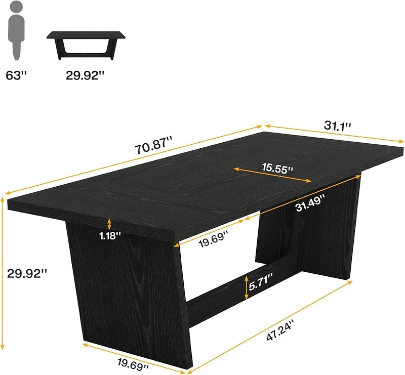 Tribesigns 17.7FT Conference Room Table: Large Rectangular Meeting Seminar Table for 16-20 People, Wood Long Training Table with Heavy-Duty Frame, Bus