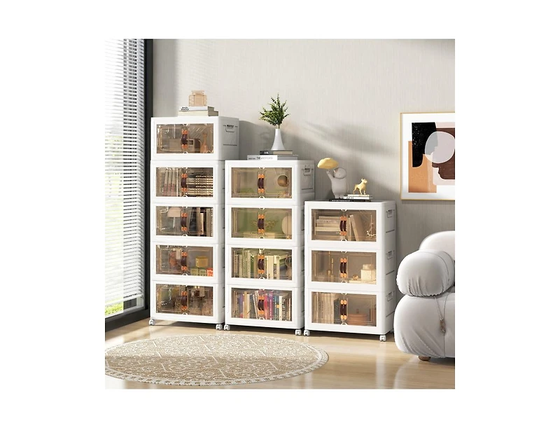 Slickblue Stackable Storage Bins with Lockable Wheels-3 Pack