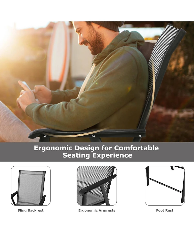 Slickblue 4-Pack Patio Folding Chairs Portable for Outdoor Camping