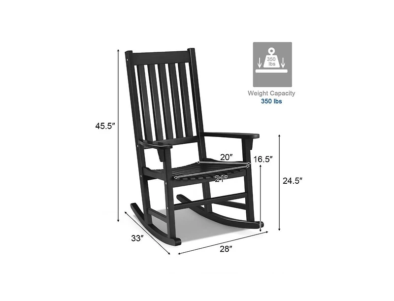 Slickblue Indoor Outdoor Wooden High Back Rocking Chair
