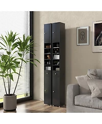 Freestanding Slim Bathroom Cabinet with Drawer and Adjustable Shelves