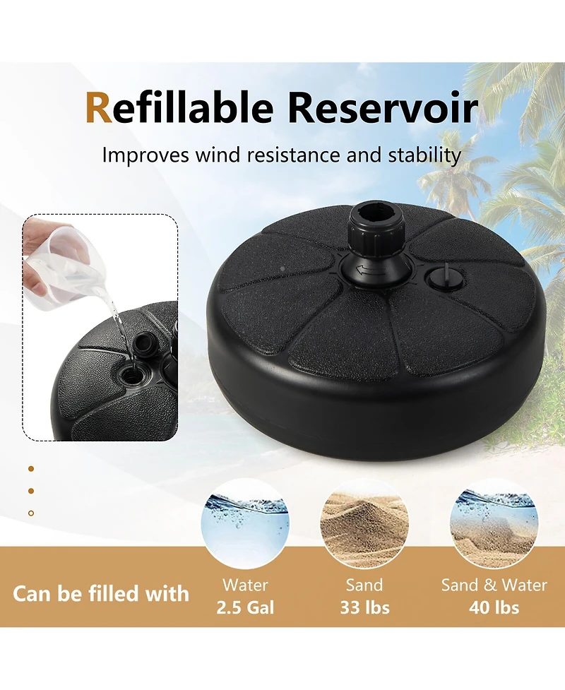 Gymax Patio Fillable Round Umbrella Base Stand Fit Pole 1.5'' Holder 40 lbs Outdoor