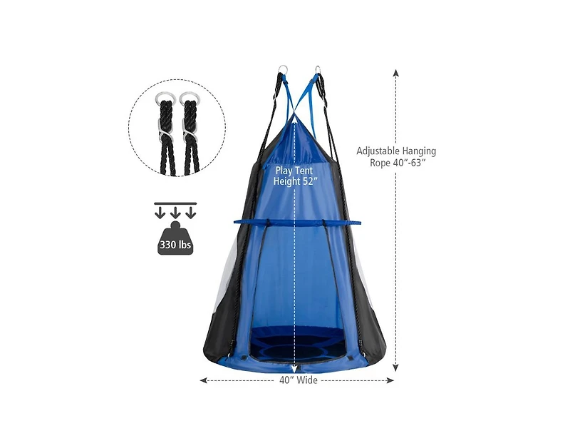 Slickblue Boys 2-in-1 40 Inch Hanging Chair Detachable Swing Tent