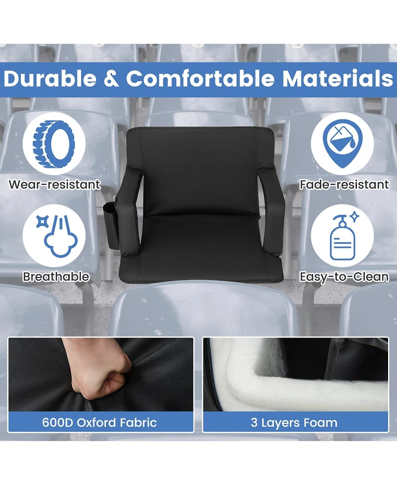 Slickblue Stadium Seat for Bleachers with Back Support 6 Adjustable Positions