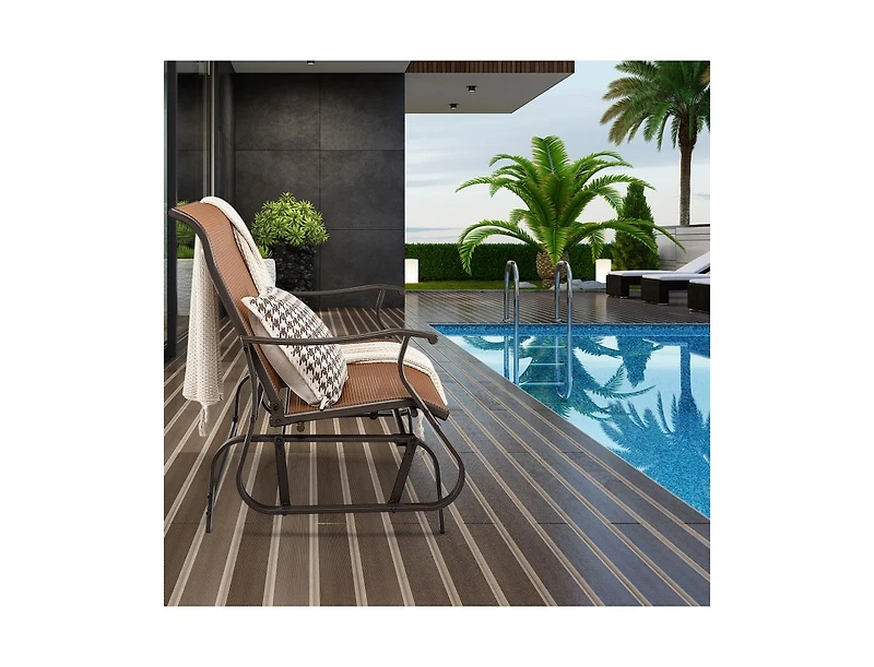 Slickblue 2-Person Patio Glider Bench with High Back and Curved Armrests-Brown