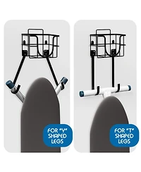 Clara Clark 3 Piece Ironing Organizer Set - Board & Iron Holder T&V Shaped Wall & Over The Door Mounted - Iron Rest - Ironing Board Cover