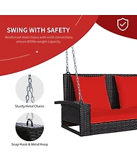 Slickblue 2-Person Patio Rattan Porch Swing with Cushions
