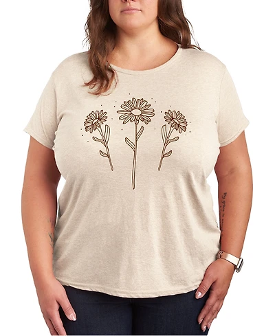 Hybrid Apparel Trendy Plus Flowers Graphic Crew Neck T-Shirt