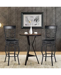 Set of 2 30 Inch Bar Stool with Backrest and Footrest