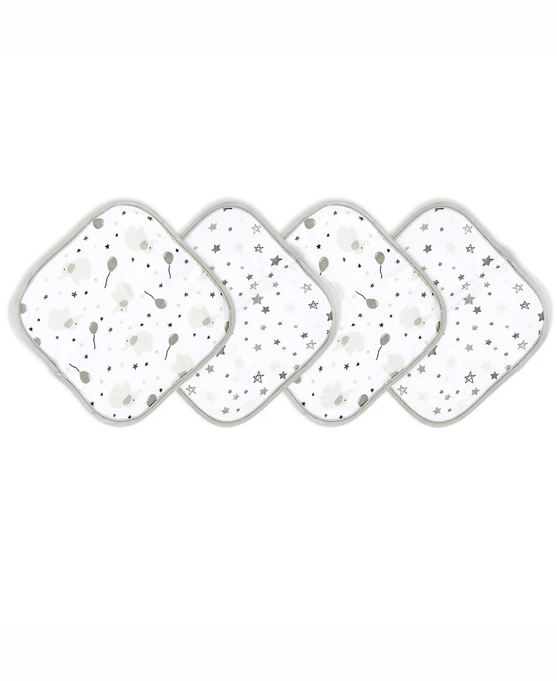 Tendertyme Baby Boys and Baby Girls Elephant and Balloons Hooded Bath Towel and Wash Cloth Set