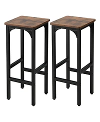 2 Pieces 28 Inch Dining Bar Chair Set with Footrest and Adjustable Pads