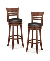 Set of 2 360° Bar Stools with Pu Upholstered Seats