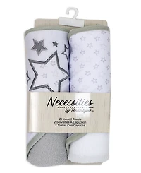 Tendertyme Baby Boys and Girls Stars 2 Pack Hooded Bath Towel Wash Cloth Set